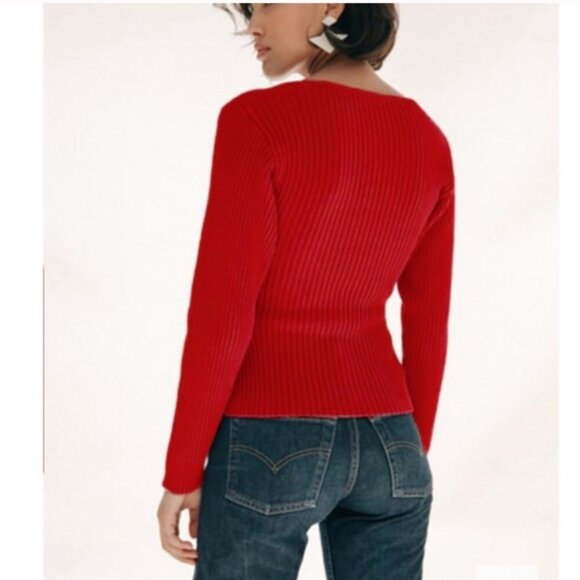 Musier Paris Clarisse Clara Cardigan sweater in red size 40 US 8 S M shrunken - Picture 11 of 14
